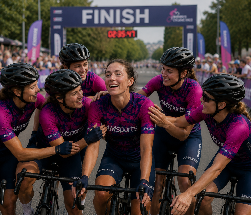 célébration de la victoire de l'équipe féminine AMSports Cyclisme à Dijon