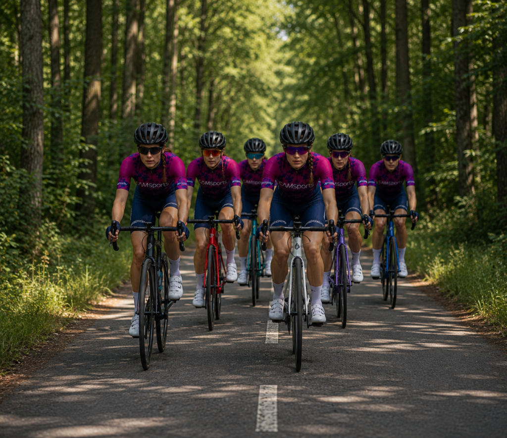 Équiipe féminine AMSports Cyclisme Dijon à l'entraînement
